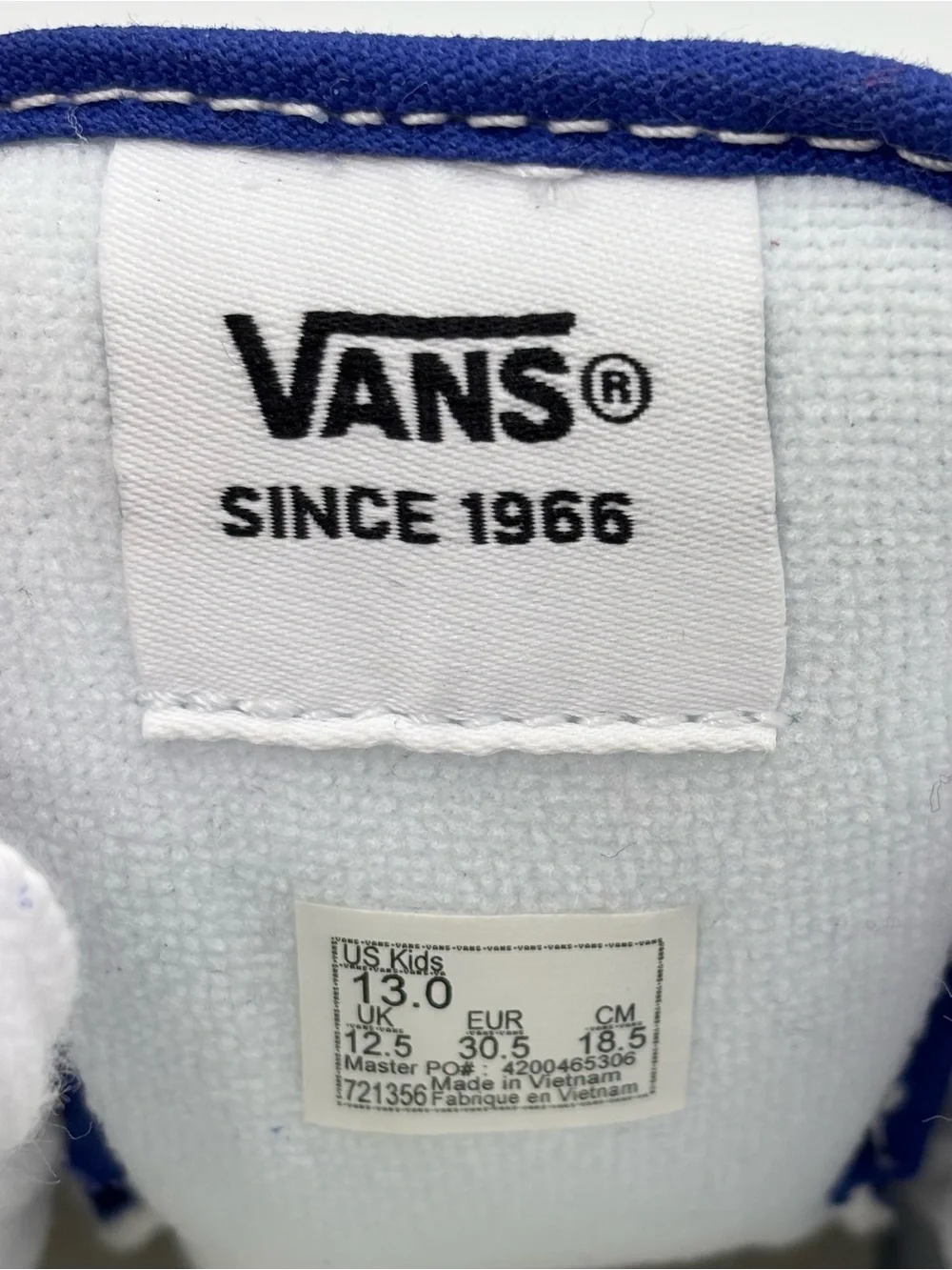Vans Kids Knu Skool Shoe Royal Blue & White Lace-Up Skate Sneakers size 13‎